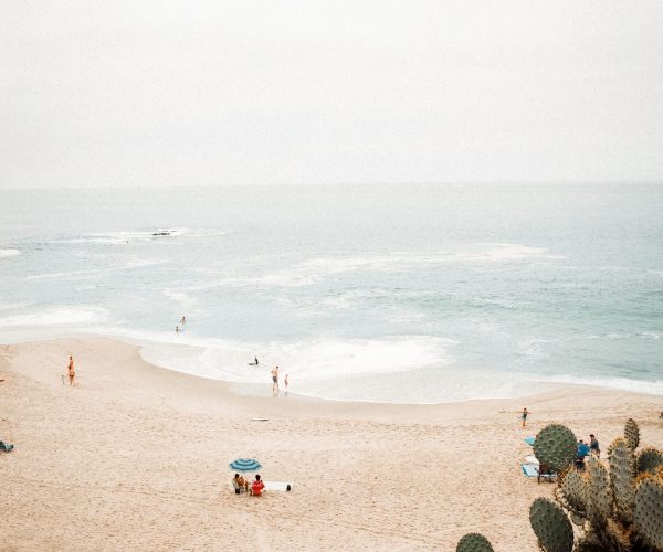 Beach,Umbrella,On,Laguna,Beach,In,California,,Retro,Toned,,Clean